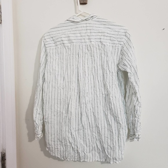 New Frank & Eileen Joedy Signature Crinkle Striped Shirt Size Xs Oversized - Picture 2 of 4